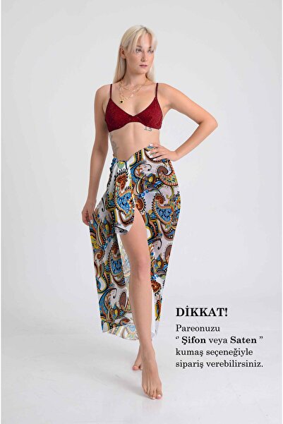 DESENİX أناقة عرقية منقوشة بنقشة بيزلي ملونة |   100x145 سم |   شيفون وساتان ...