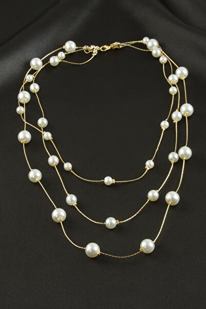 ZERO LAND Round Pearl Triple Necklace