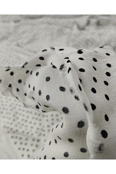 Kumaş Parça Чорно-білий віскоз з крапками, ширина: 140