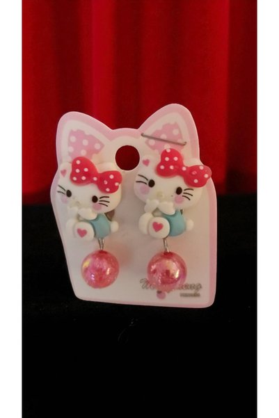 FAMEMUS ACCESSORY Cute Hello Kitty Figure with Glitter Inside and Hanging Beads Clip