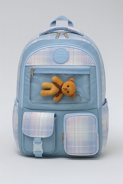 NEMO BAGS Turquoise Kawaii Korean Style Backpack, Waterproof Teddy Bear School Bag, 40X28X18Cm