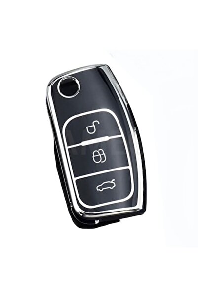 MAF Carcasă cheie auto Ford, TPU, pliabilă pentru Ford Focus, Fiesta, Mondeo, Galaxy, Kuga, C-Max, neagră