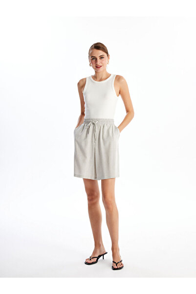 LC Waikiki Dámske šortky Lcwaikiki Classic - modré pruhované ľanové šortky s ...