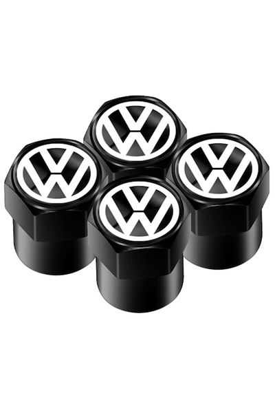 Volkswagen Set 4 capace pentru supape auto din aluminiu pentru Volkswagen, negre
