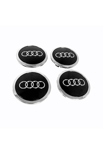 Aftermarket Set de 4 capace de jantă, 60 mm, Audi, negre, cromate pentru jant...