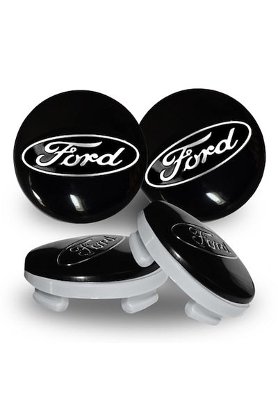 Bestdiverse Set 4 caps for 55mm FORD alloy rims, Black