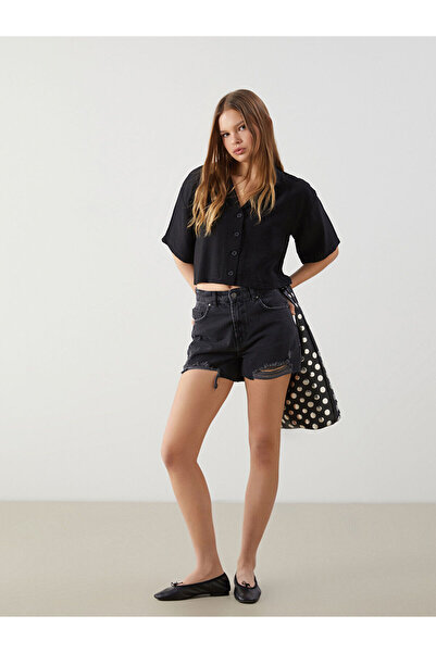 LC Waikiki Vizyon New Season High Waist Slim Fit Women's Jean Shorts