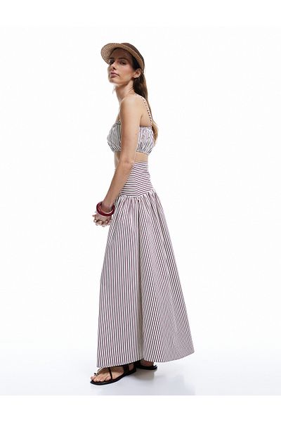 Koton X Melis Ağazat - Gabardine Fabric Long Flared Skirt with Waist Sitting Detail