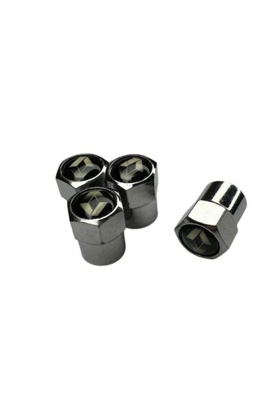 MAF Set 4 capacele pentru ventil auto din aluminiu, Hexagon, Renault, Argintiu