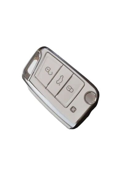 MAF Carcasă cheie auto cu 3 butoane, pentru Volkswagen Golf VII, Tiguan, Polo V, Passat, Skoda, Seat, albă