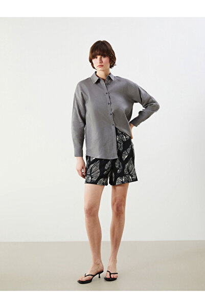 LC Waikiki Чорні шорти з еластичним поясом і квітковим принтом для жінок