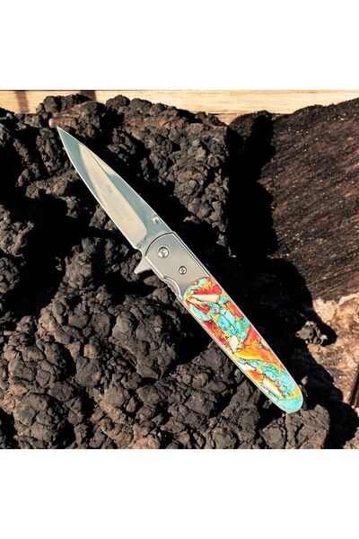 Retro Steampunk Sibirya Mineli Çelik Çakı