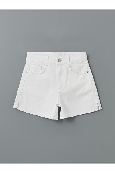 LC Waikiki LCW Pantaloni scurți pentru fete, alb, cu talie reglabilă