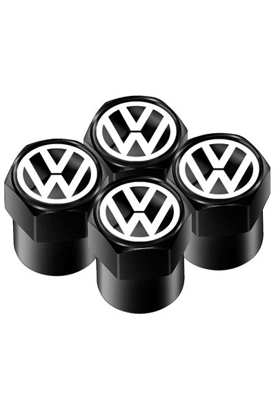 Volkswagen Set 4 capace pentru supape auto din aluminiu pentru Volkswagen, negre