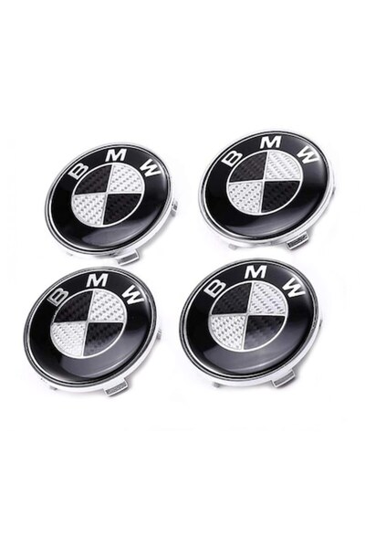 BMW Set 4 capace roți 68mm pentru jante din aliaj, negre cu gri, carbon