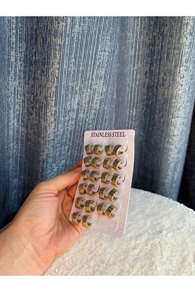 Chic Charms 1 Çift Paslanmaz Çelik Kaliteli Klipsli Yuvarlak Gold Gümüş Küpeler