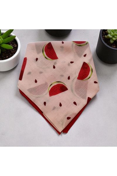 ALS Tasarım Dünyası Watermelon Patterned 100% Cotton Bandana on White Color Background, Hair Band