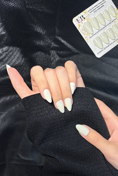 Easy Beauty Kısa Badem Beyaz 24 Adet Takma Tırnak Seti W1509