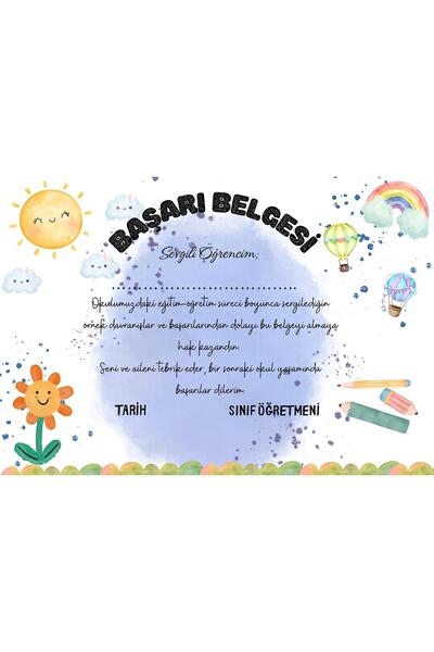 Rana İkra Art Sevimli Renkli Başarı Belgesi (25 Adet) (17 CM × 24 CM)