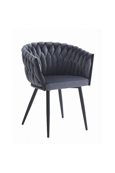 JollyMag Scaun stil fotoliu bucatarie/living, Artool, Orion, catifea, metal, gri inchis si negru, 61x55x79 cm