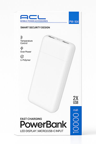 ACL Powerbank 10000 mAh – Çift USB – Hızlı Şarj – LED Ekranlı Taşınabilir Şarj Aleti