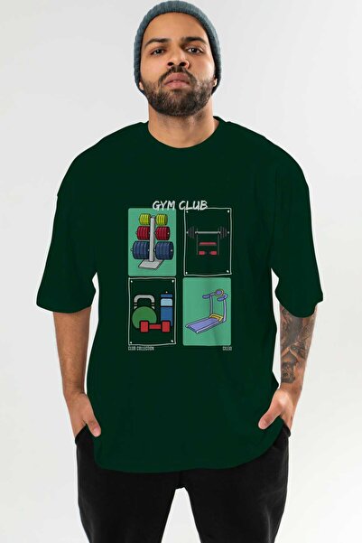 Ankhises Tricou oversize cu imprimeu în față Gym Club Bărbați Femei Tricou cu decolteu 100% bumbac