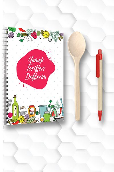 Saydam Yayınları Cooking Recipes Notebook 150 Sheets 17*24 Size Spoon Pen Gifts