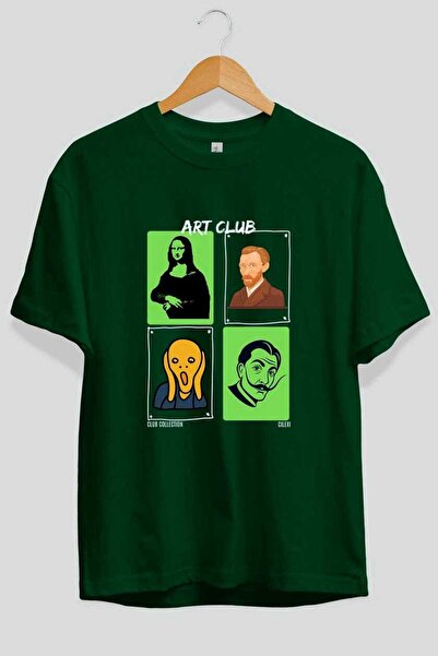 Ankhises Art Club μπροστινό εμπριμέ μπλουζάκι Oversize Ανδρικό Γυναικείο 100% βαμβακερό μπλουζάκι με λαιμόκοψη