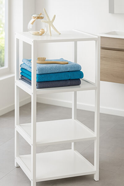 Vovikon Ahşap Beyaz 4 Katlı Çok Amaçlı Raf Banyo Mutfak Düzenleyici 36x36x112 CM