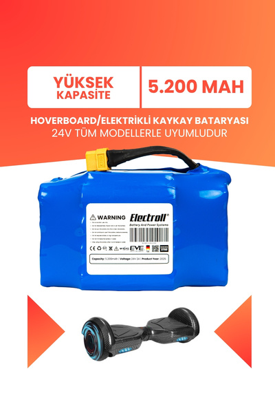 ELECTROLL Hoverboard / Elektrikli Kaykay Bataryası 24v 5.200mah (YÜKSEK KAPAS...