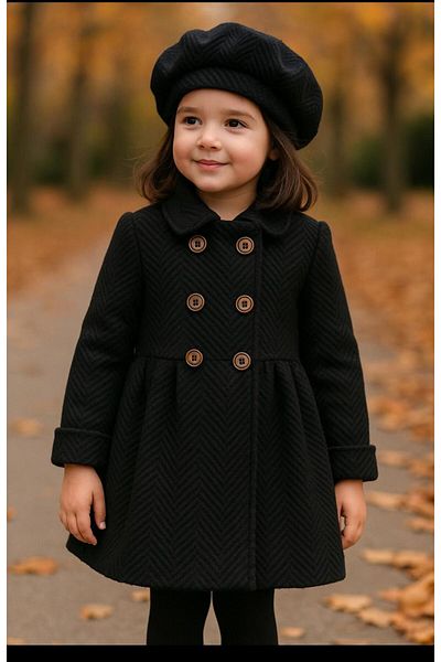 renkli diyar Winter kids cashmere coat with hat