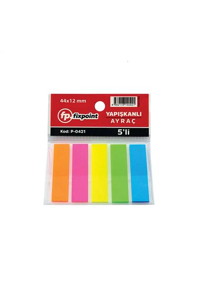 FixPoint 2 Packs of 5 Colors Adhesive Bookmark Stickers – Total 10 Strips – Colorful Memo Holder and Page Marker Set