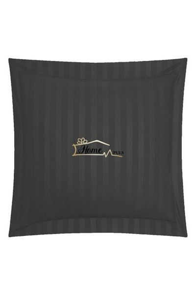 HomePuls Fata de perna Damasc Bumbac 100% dunga 1 cm, 70 x 70 cm si tiv cu bordura 3,5 cm, Negru