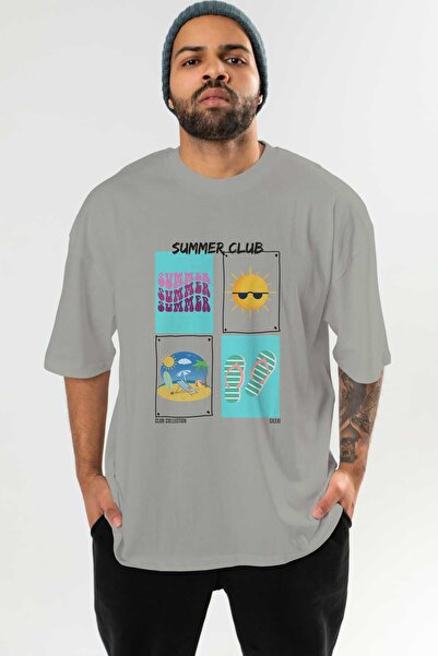 Ankhises تي شيرت صيفي كبير الحجم مطبوع من الأمام للرجال والنساء مصنوع من القط...