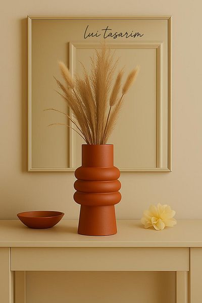 Lui Tasarım Cream Color Ceramic Vase Meri Nordic Style Modern Minimalist Simple Decorative 23cm Vase