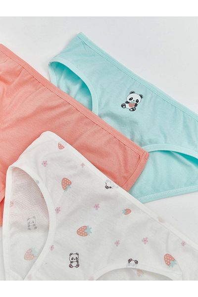 LC Waikiki LCW Kids Chiloți pentru fete cu imprimeu albastru, pachet de 3