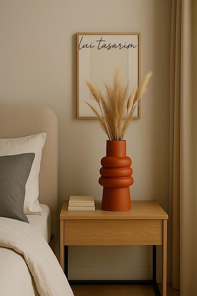 Lui Tasarım Cream Color Ceramic Vase Meri Nordic Style Modern Minimalist Simple Decorative 23cm Vase
