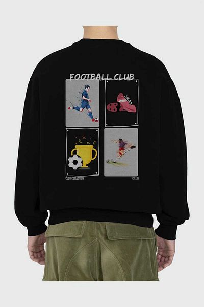 Ankhises Hanorac oversize cu imprimeu pe spate Football Club Bărbați Femei Unisex