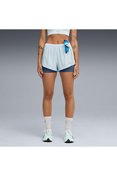 Puma Run Velocity 2in1 3 Kadın Mavi Koşu Şortu