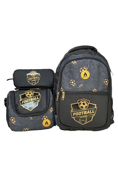 Adel Junior Backpack Football School Bag Lunch Bag and Pen Holder Set of 3