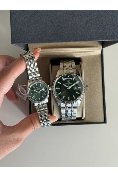 Homies Guaranteed Premium Couple Watch Silver (Green Dial) Rshms-260