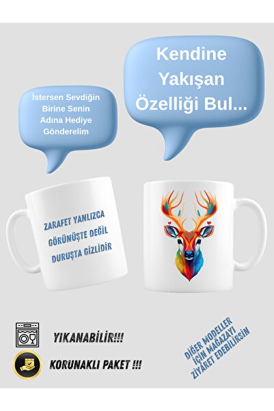 Kişiye Özel Hayvan Figürlü Kupa – Motivasyonel Porselen Bardak 300ml