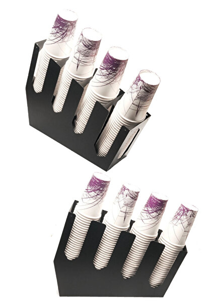 VODİNOX Karton Bardaklık Standı Yüksek Eğimli 4'lü 16 oz Kahve Çay Düzenleyic...