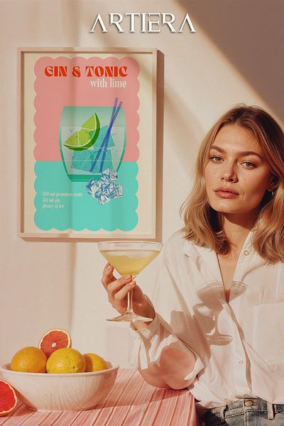 HİGUERA Cocktails Modern Stil Italian Mediterranean Masă de Bucătărie Cu Cadru Din Lemn, Decorare Bucătărie Cafenea Bar