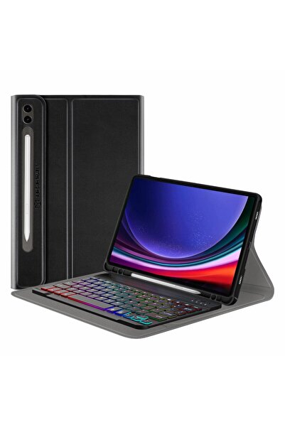 Flo Husă de protecție cu tastatură pentru Samsung Galaxy Tab S9 Plus/S10 Plus, A46, silicon flexibil, culoare închisă intensă