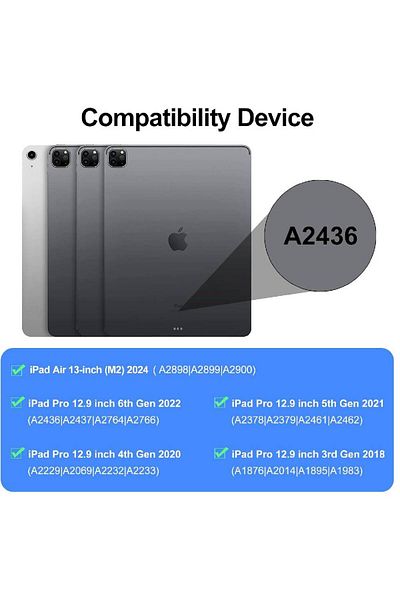 XIUWOO iPad Air 13 2024 M2 Keyboard Case | iPad Pro 12.9 6/5/4/3rd Gen with Wireless keyboard Black