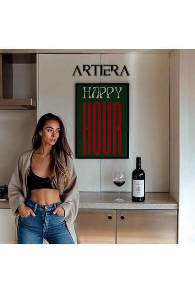 HİGUERA Tipografie Modernă Stil Italian Mediteranean Masa de Bucătărie Cu Cadru Din Lemn, Decorare Bucătărie Cafenea Bar