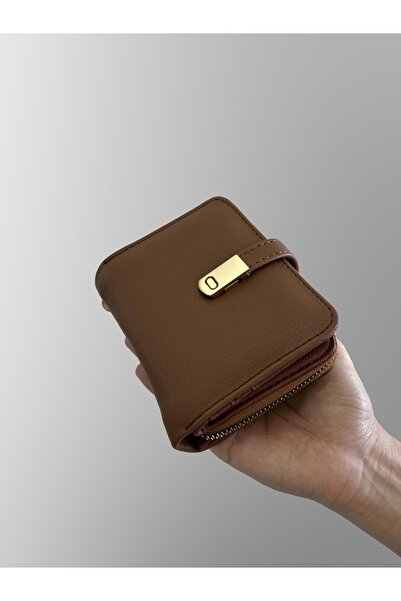 shiny ever Portofel de damă de dimensiuni mici maro cu detalii aurii