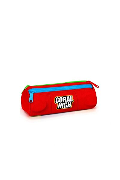 Coral High 22091 Kids Color Block Patterned Three Compartment Pen Bag