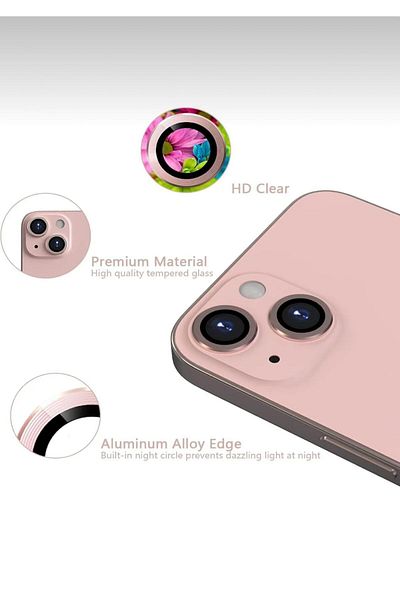 Aksesuar Kasabası حماية عدسة الكاميرا من الزجاج المقسى المتوافقة مع Apple iPhone 15 وiPhone 15 Plus